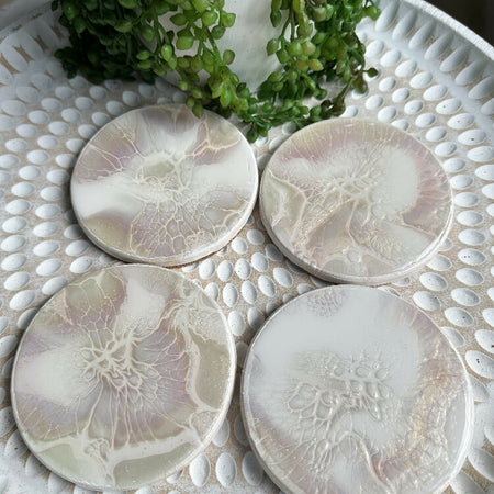 Soft Pink Metallics Resin-coated Coasters - Set of 4