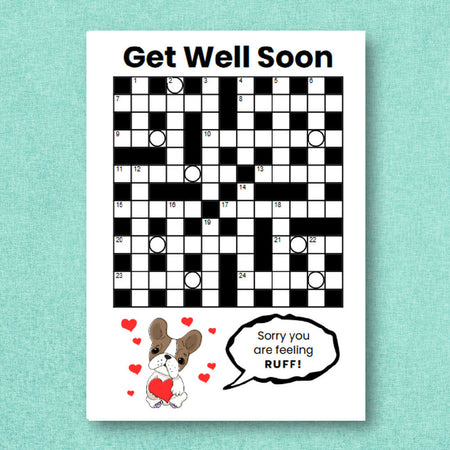 DIGITAL - Printable Get Well Card - CROSSWORD Puzzle - PDF Download