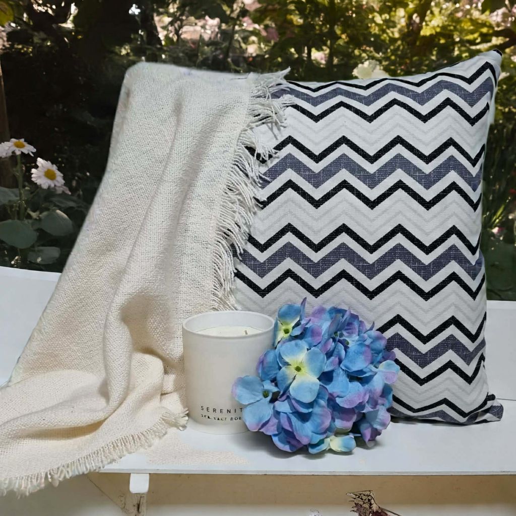 Geometric grey cushion cover. Modern living