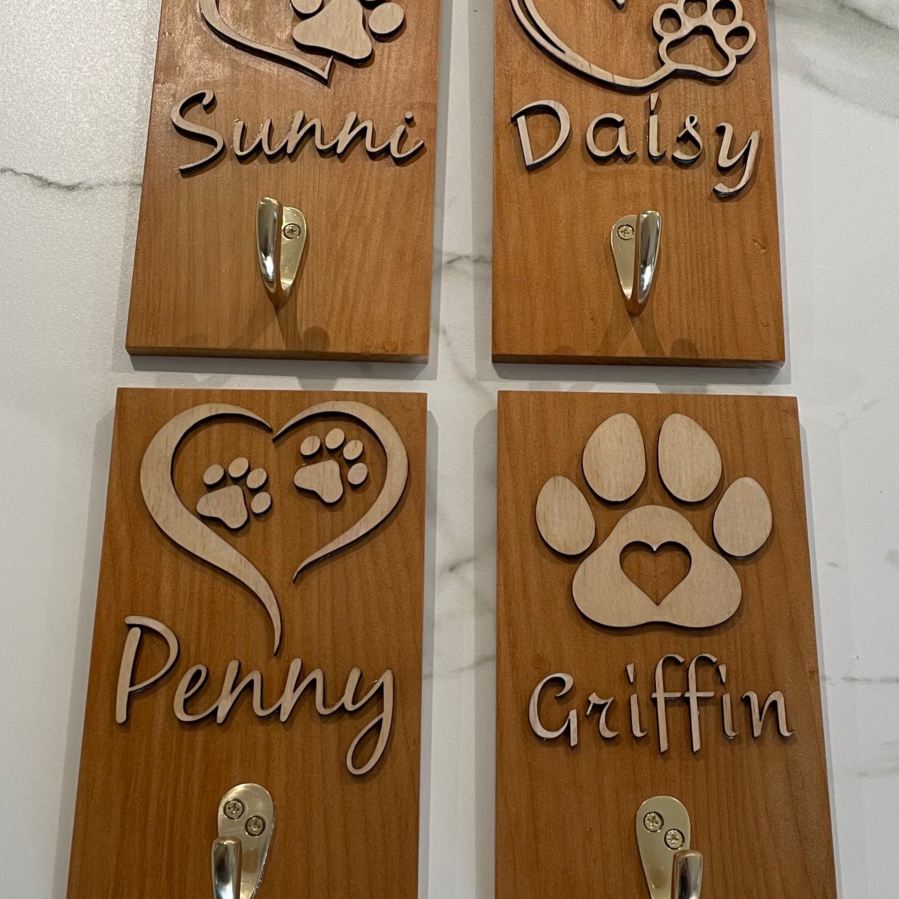 Pet lead and collar hangers