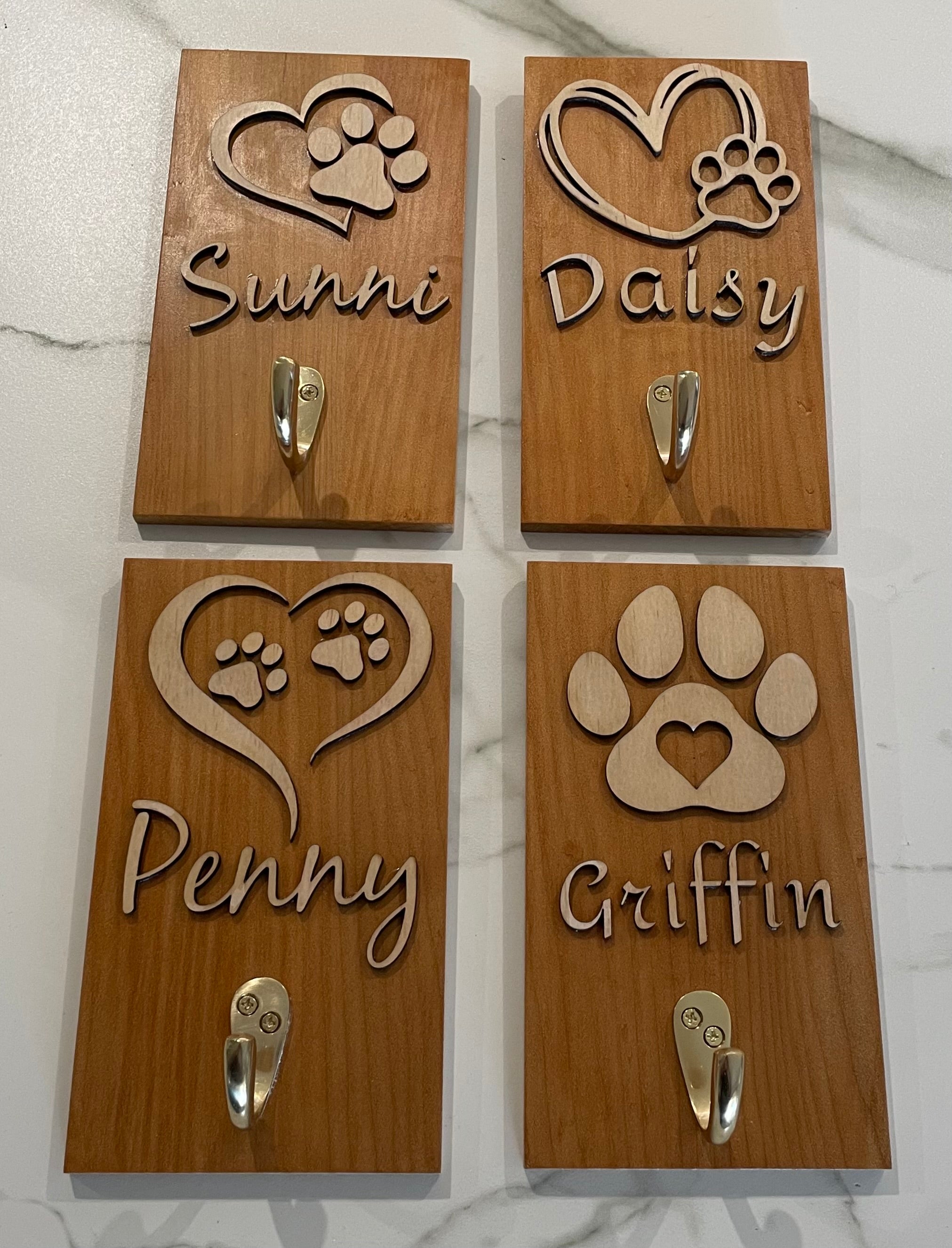 Pet lead and collar hangers