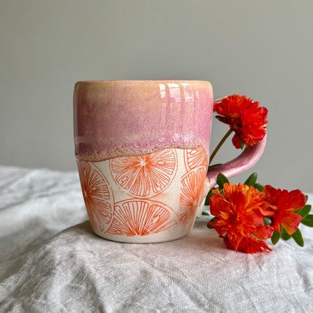 Handmade Ceramic Mug | Tumbler | Orange Blossom | Wheel Thrown Pottery