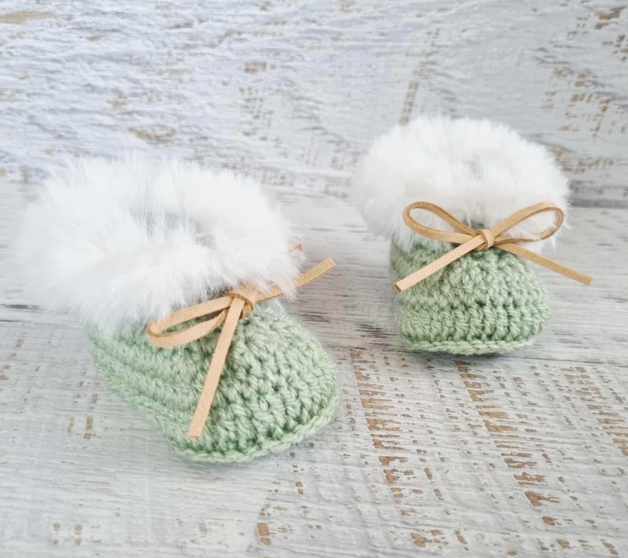 Baby Booties | Fluffy | Sage Green | Newborn | Crochet | Knit | Shoes | Socks