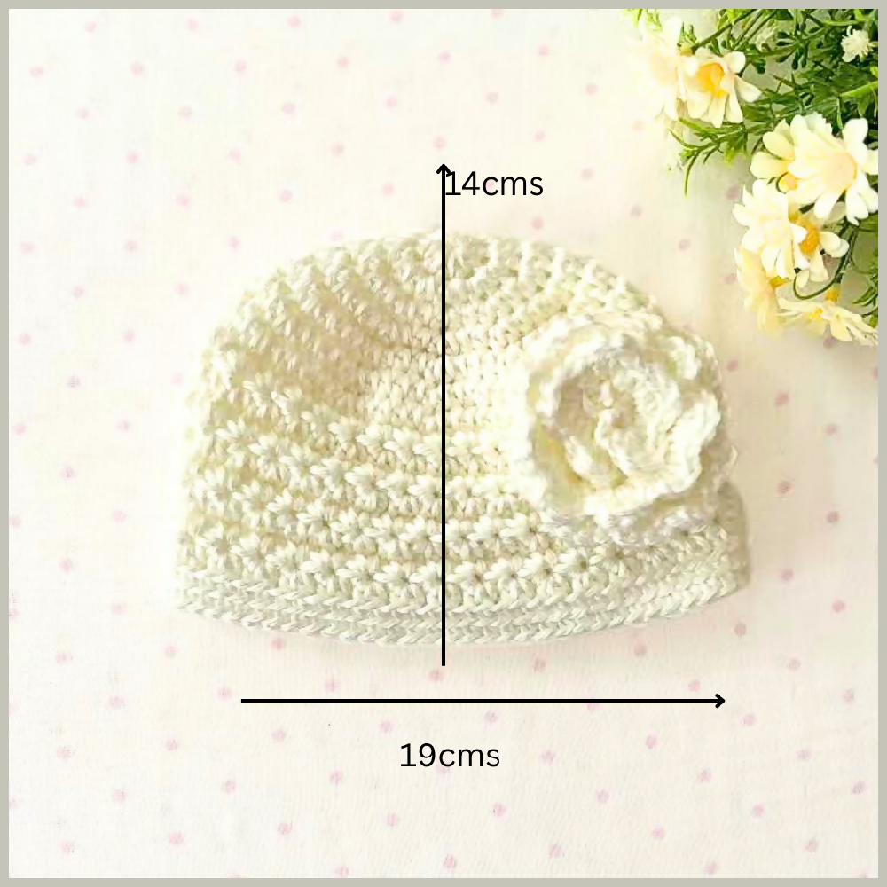 Crochet Baby Hat With Clip on Roses, Baby Rose Hat