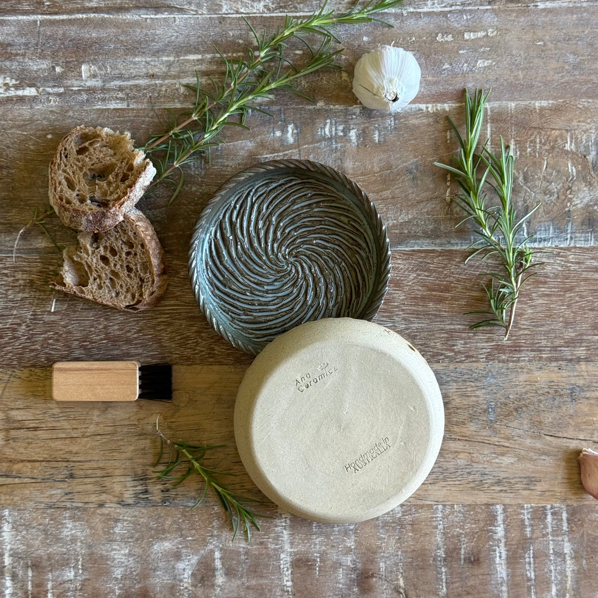 The Gathering Dish | Handmade Ceramic Garlic Grater, Herb & Dipping Dish