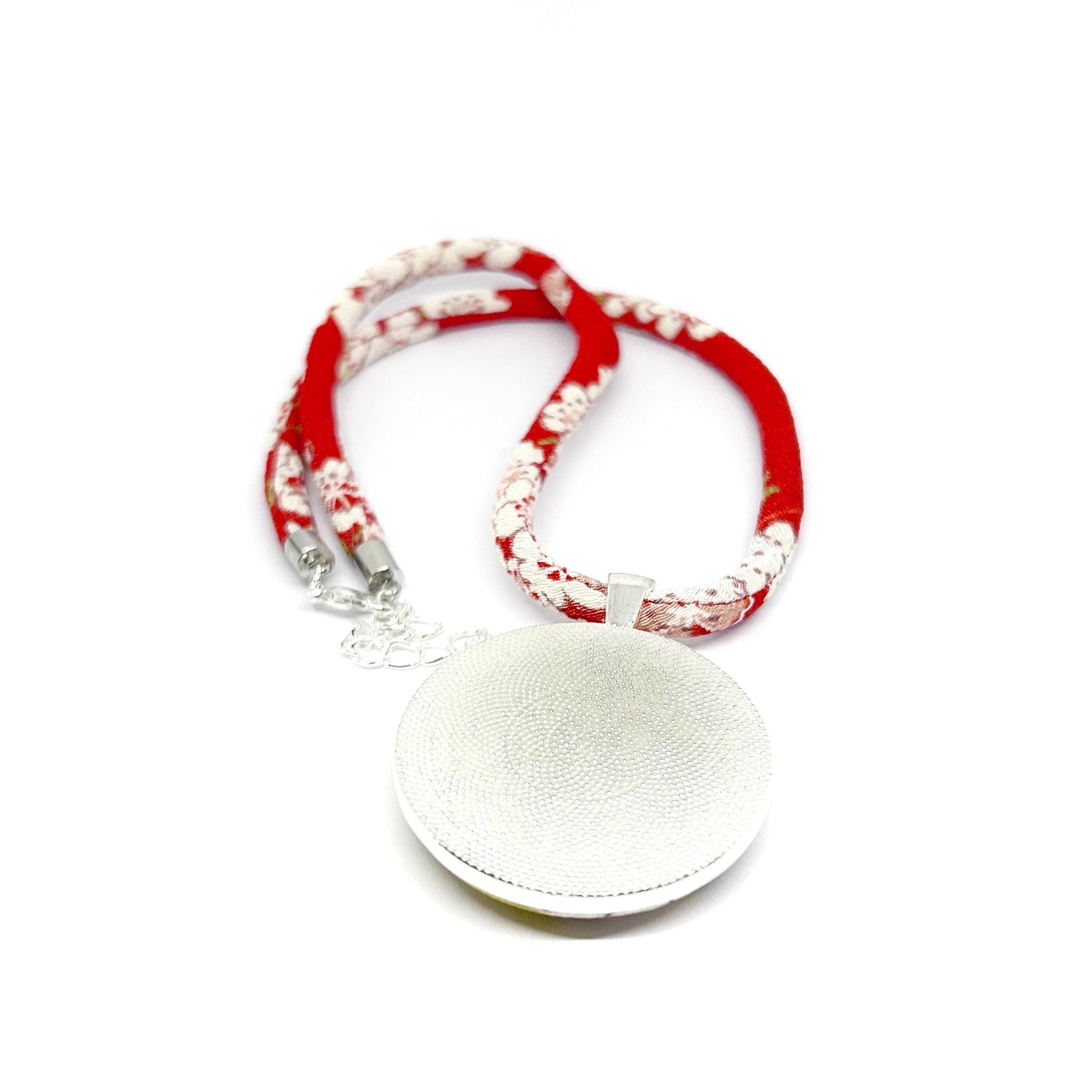 Kimono Pendant Necklace - Red and Yellow Blossom