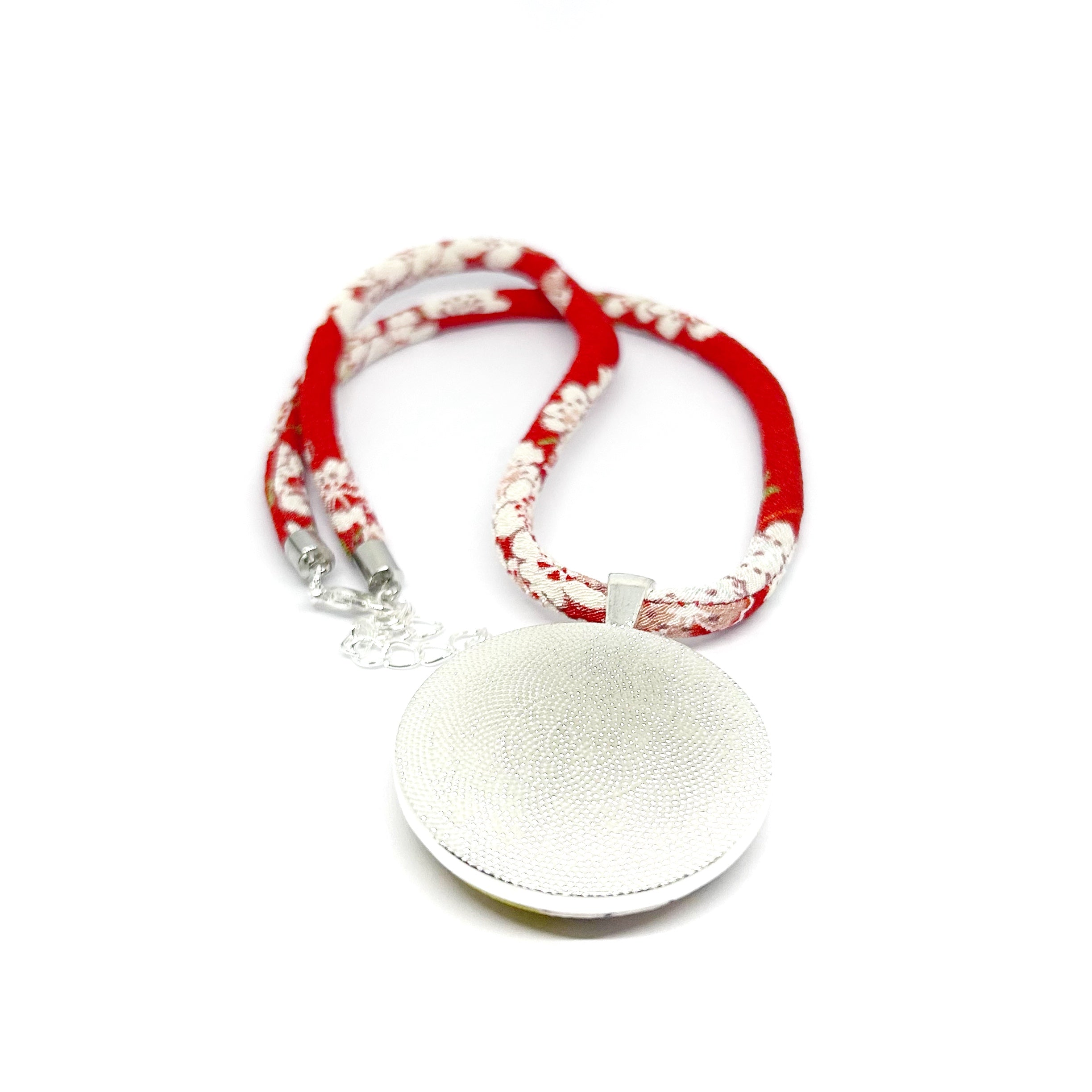 Kimono Pendant Necklace - Red and Yellow Blossom