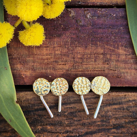 Billy Button Brass and Silver Earring Studs