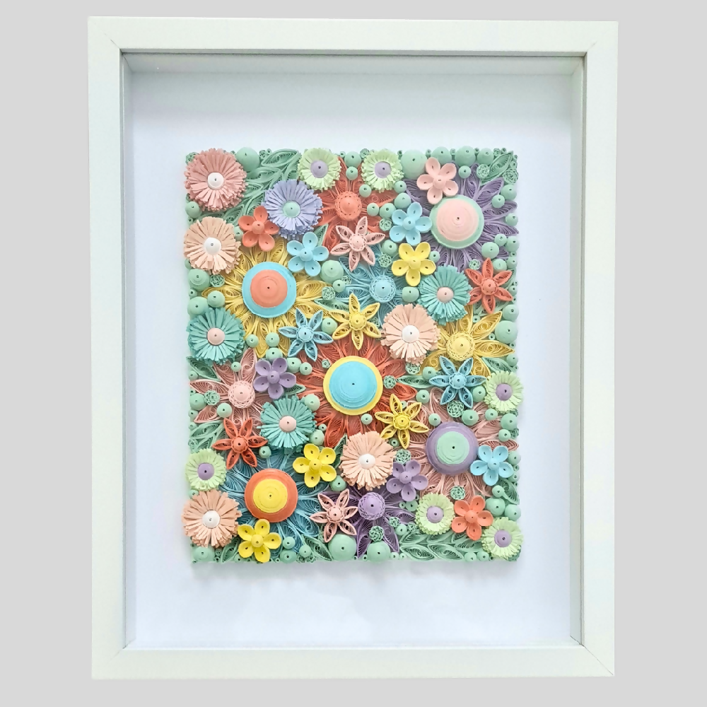 Wall Art - Quilled colourful floral abstract