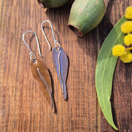 Copper Gum Leaves Dangle Earrings