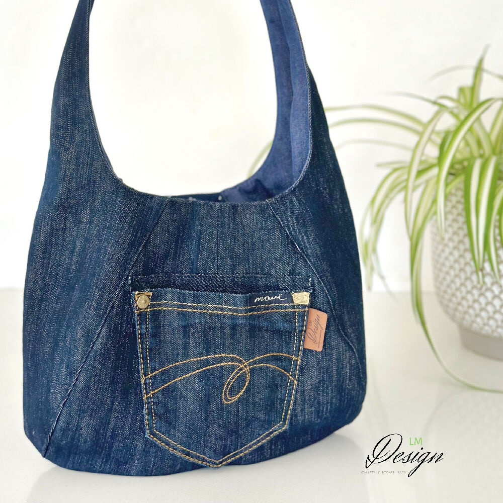 Upcycled Denim Handbag - Dark Blue