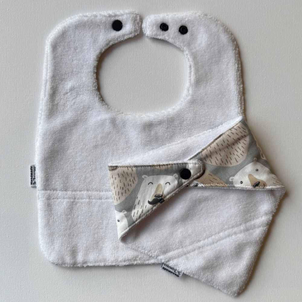 Handmade Bear Print Bib Set