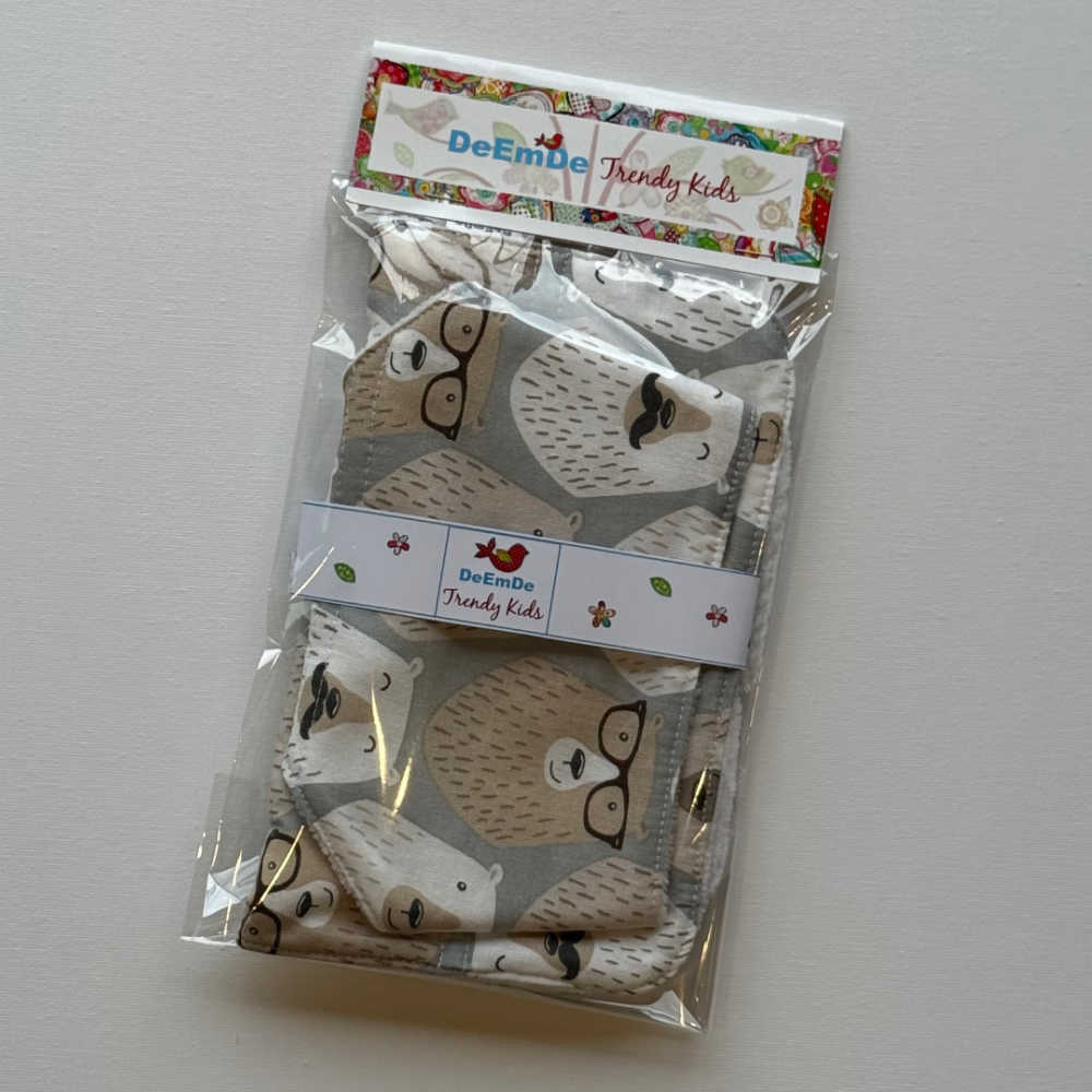 Handmade Bear Print Bib Set