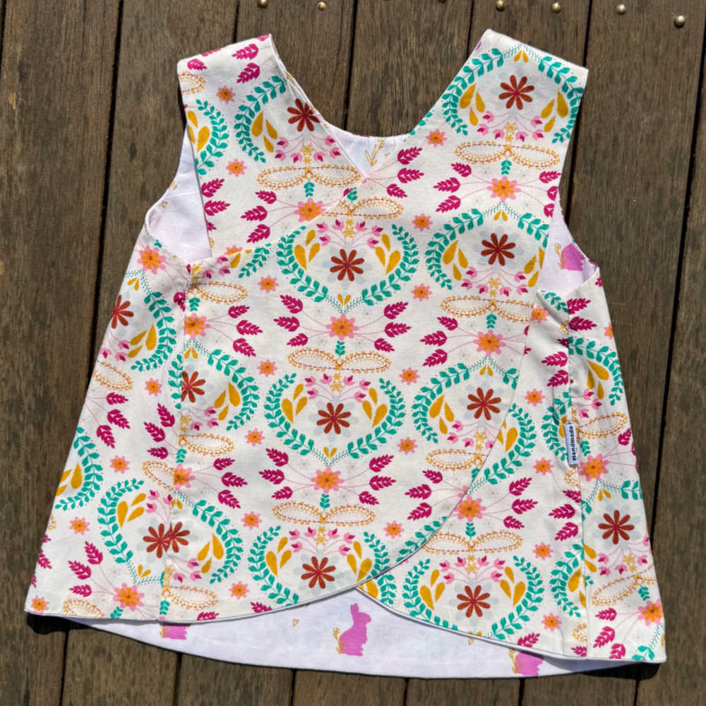Handmade Reversible Baby Girl Set | Top, Bloomers, Bib | Size 1