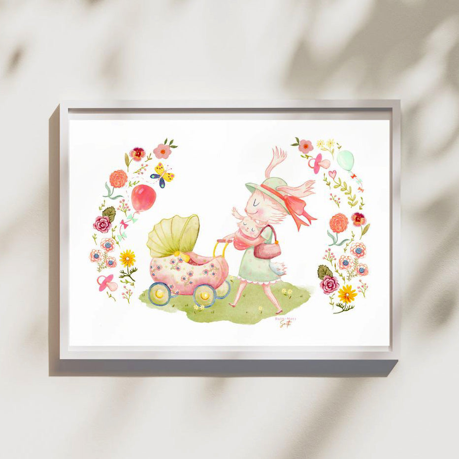 Whimsical Wall Art Watercolour Illustration Print for Baby