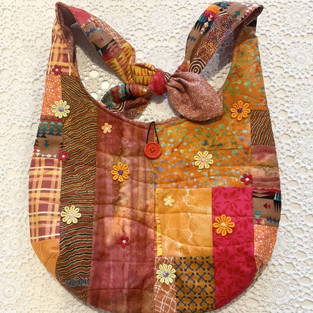 Patchwork Slouchy Shoulder Bag Autumn  Tones