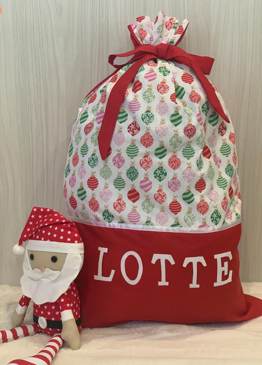 Personalised Christmas Sack - Baubles