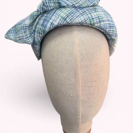 Green Blue Tartan Silk Headband