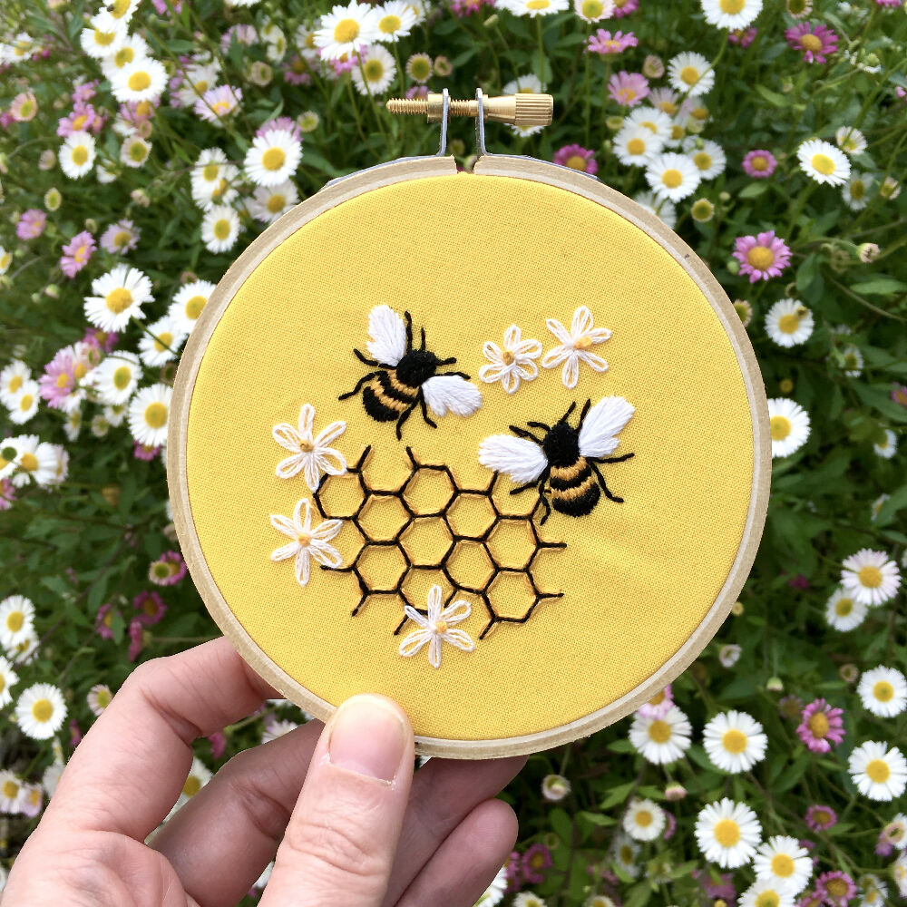 Bees in Honeycomb Embroidery Kit