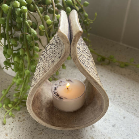 Teardrop Rustic Tealight Holder / Handmade Pottery