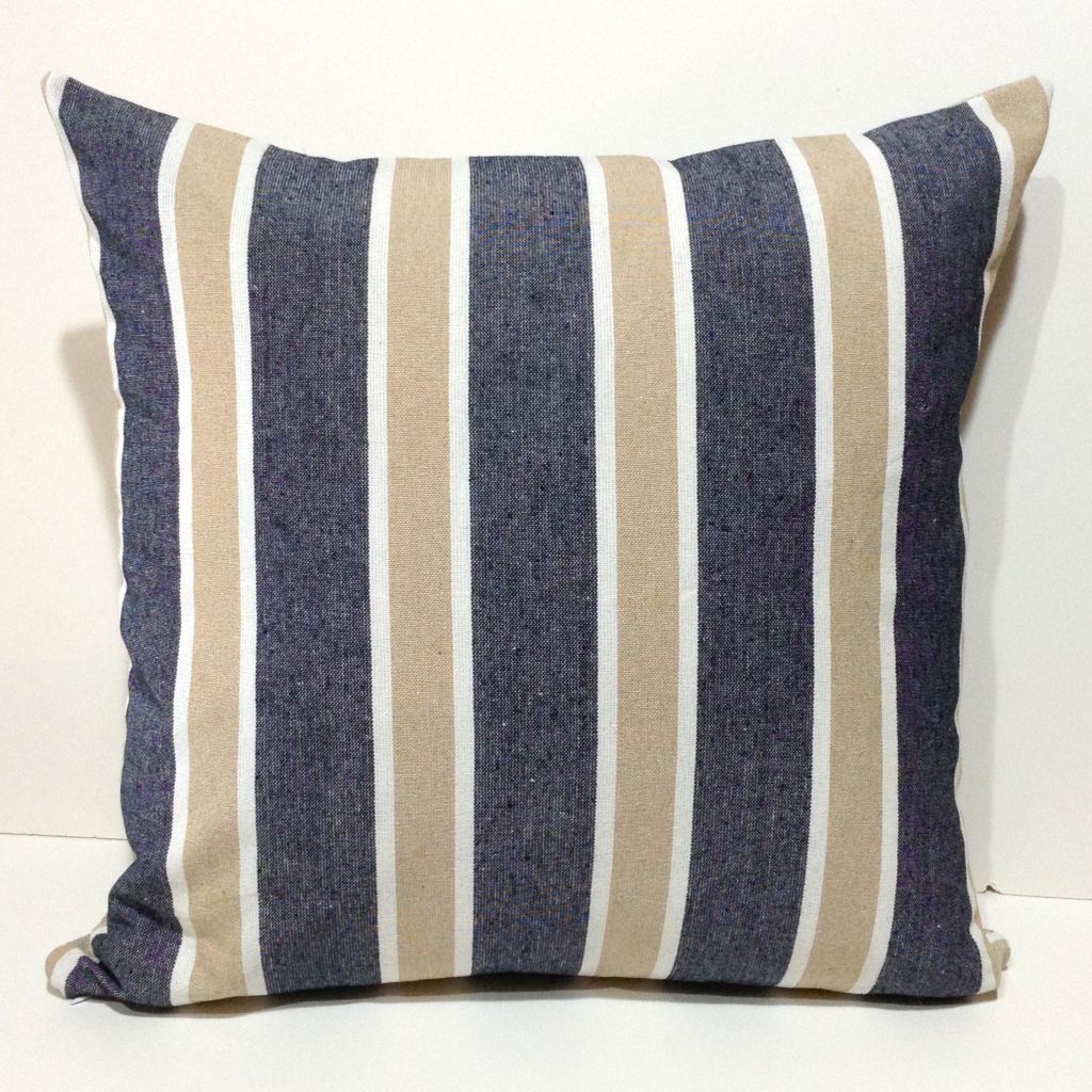 Striped Cushion Cover – Grey, Blue & Beige scatter cushion