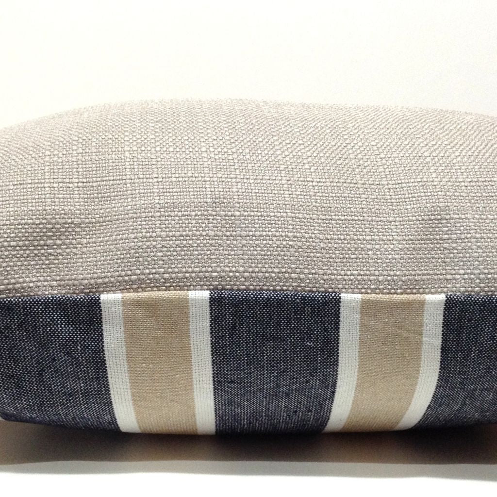 Striped Cushion Cover – Grey, Blue & Beige scatter cushion
