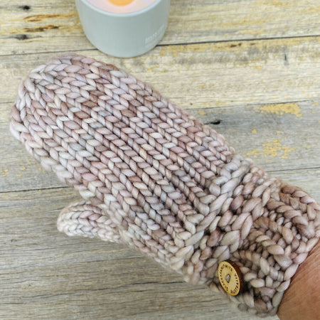Ladies Gloves, Beige Mittens, Knitted Gloves