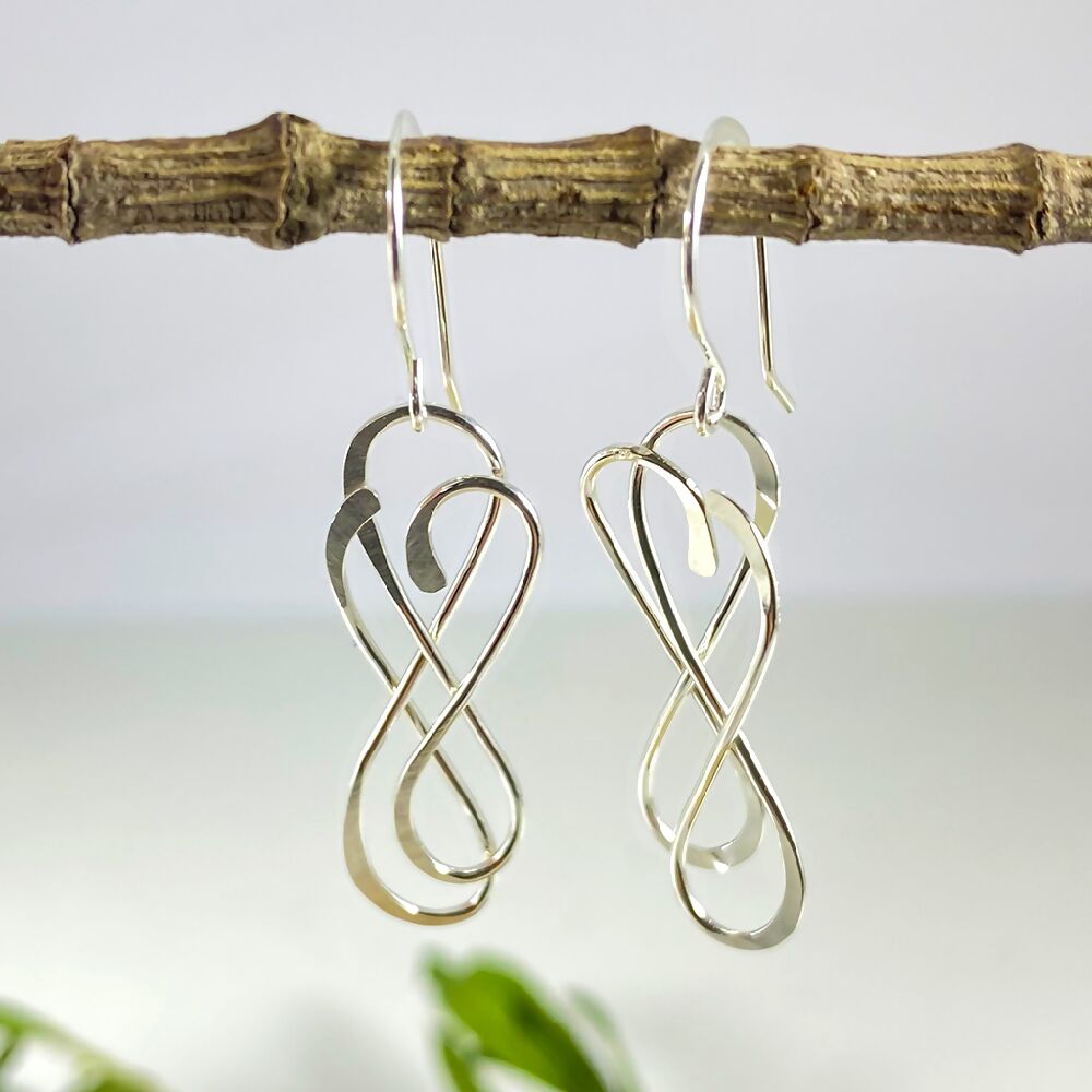 Forged sterling silver swirl earrings _5