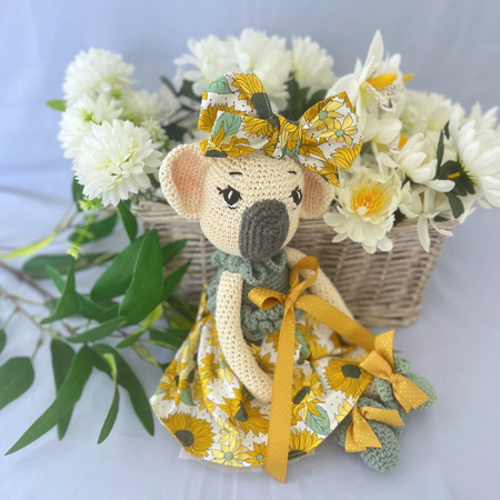 Handmade Crochet Koala Miss Kirby| Matching Carry Bag|Matching Hair Scrunchie