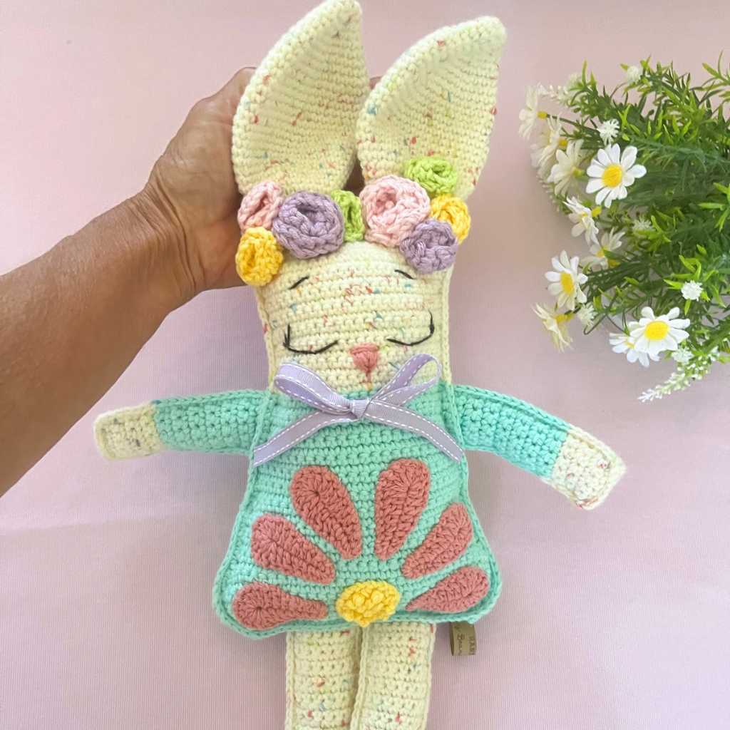 Crochet Bunny Ragdoll Betsy, Crochet Soft Bunny Doll 43 cms