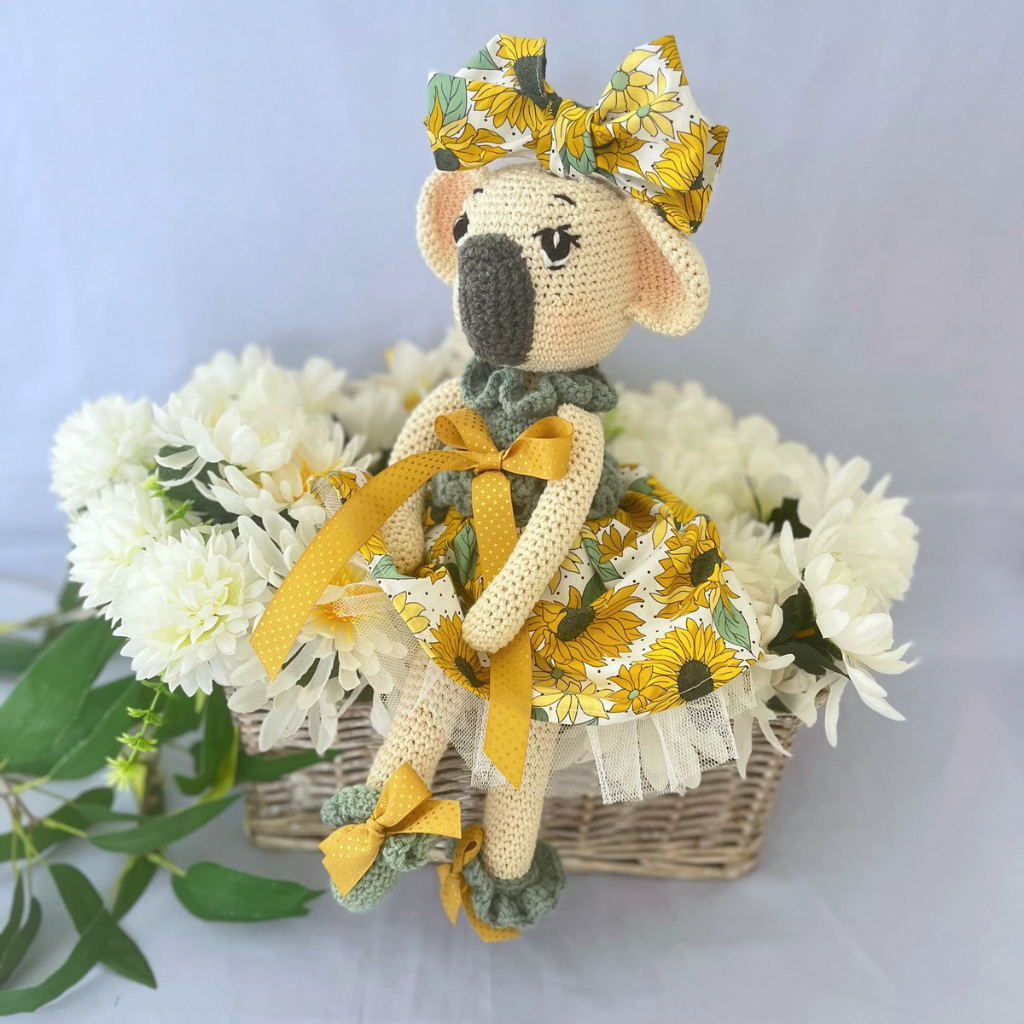 Handmade Crochet Koala Miss Kirby| Matching Carry Bag|Matching Hair Scrunchie