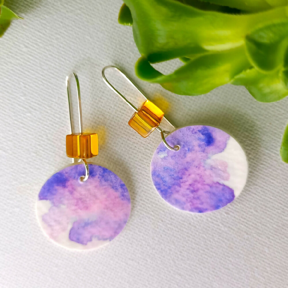 earrings-purple-abstract-artisan-silver-watercolour-painted