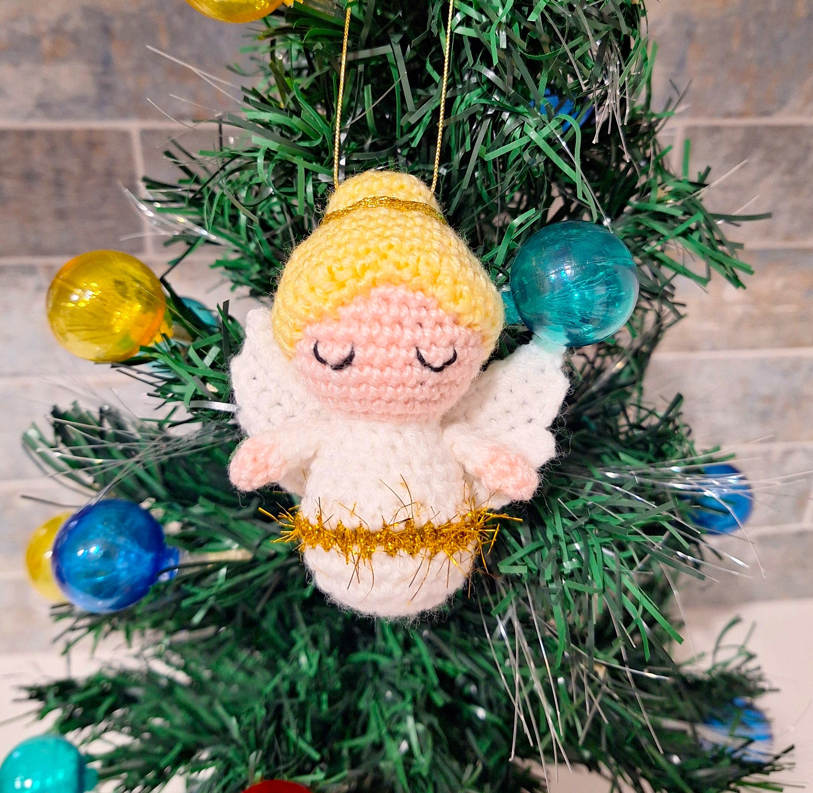 Crocheted Hanging Angel Christmas Tree Decoration