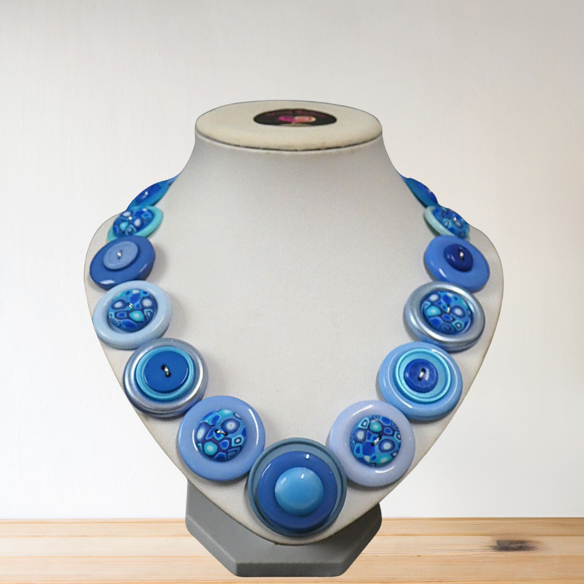 Colourful Button necklace - Blue Planet