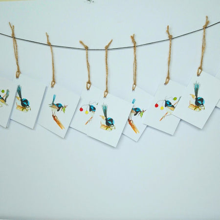 Blue Wren Christmas Tags - Set of 3 designs