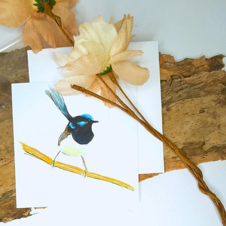 Blue Wren Blank Greeting card - Handpainted
