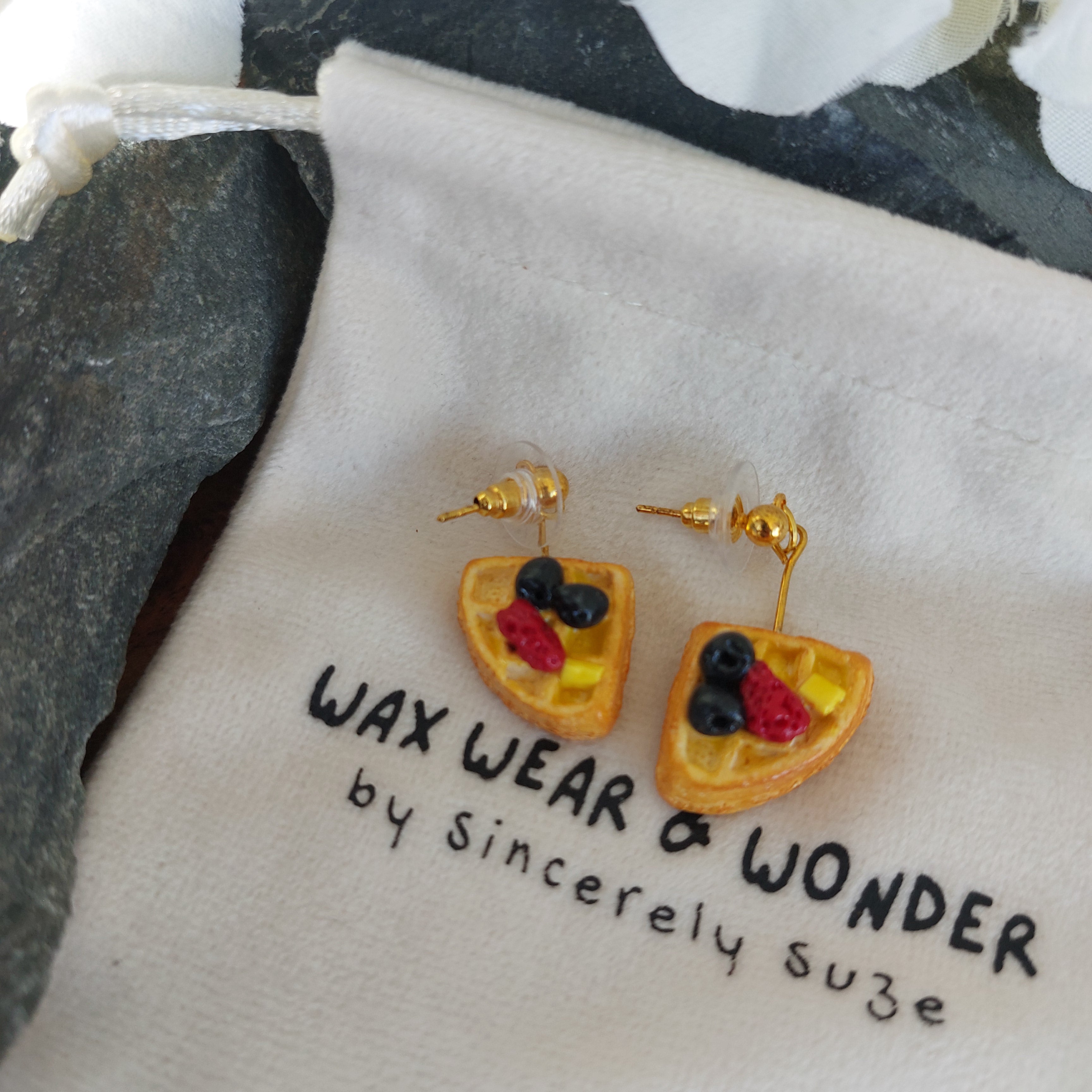 Waffle & Berry Earrings | Food Inspired Statement Earrings