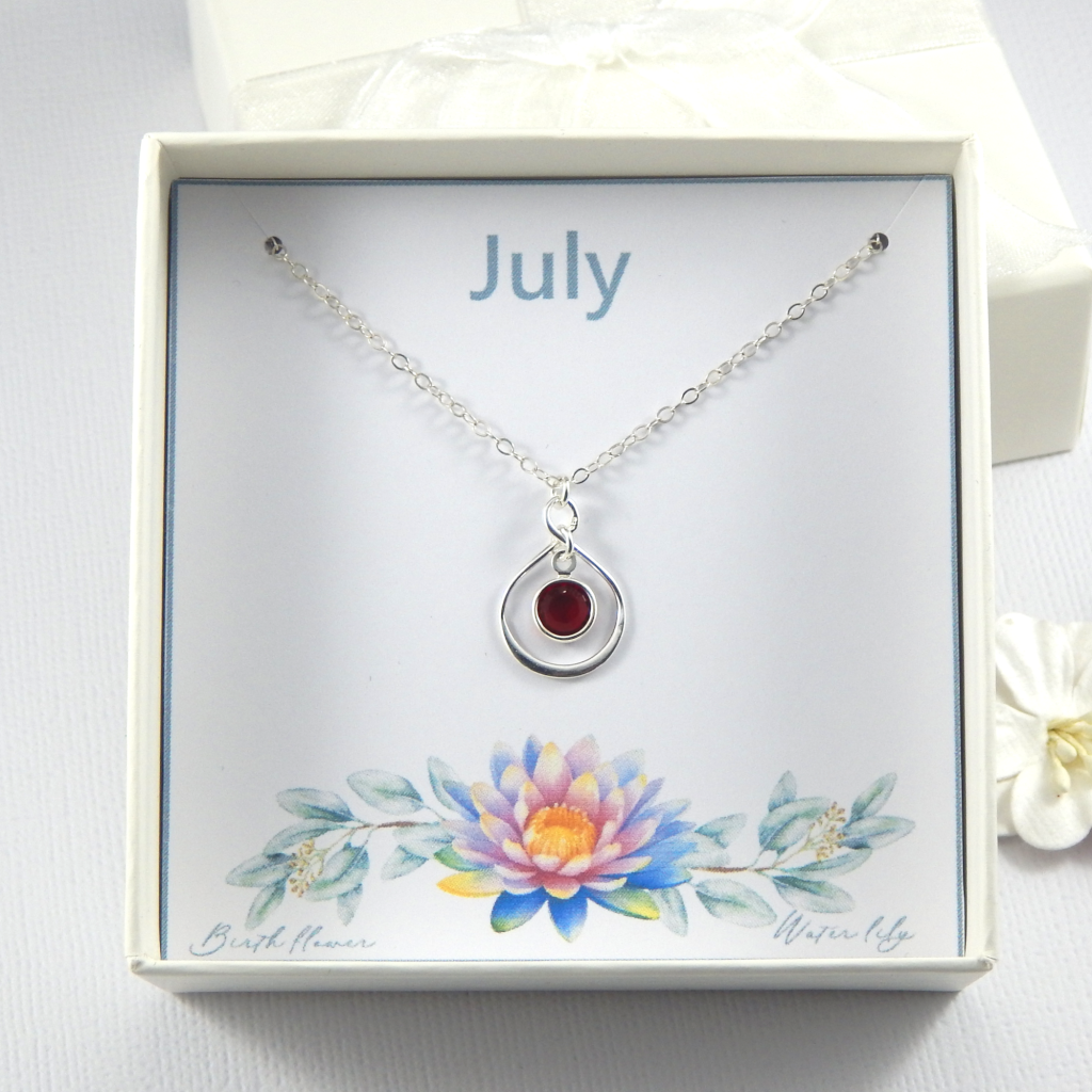 Sterling Silver Birthstone  Necklace Choose Your Birth Month