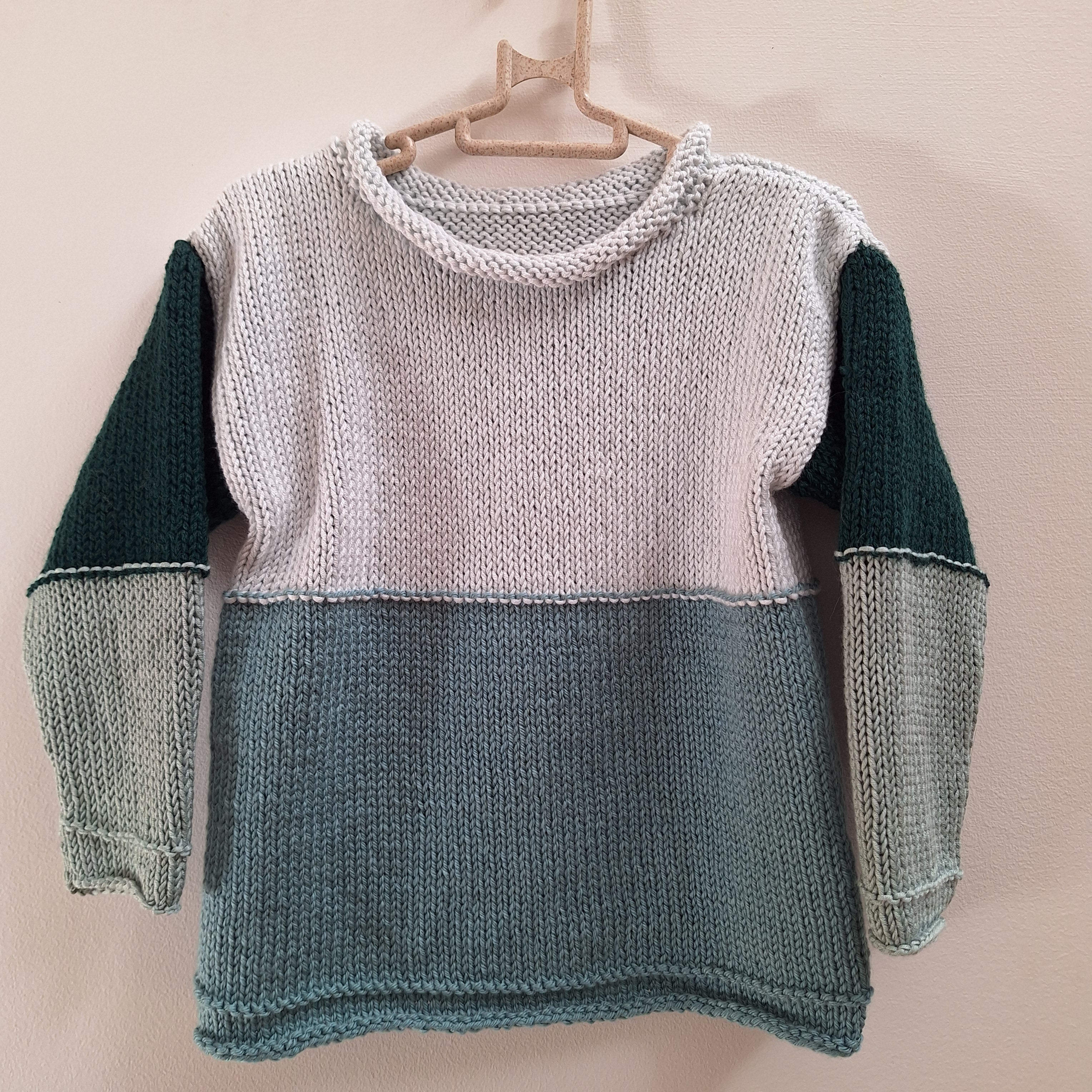 Kids' Handknitted Colour-Block Sweaters - 2 Choices:  Sz 1-2 & 3-4 Yrs