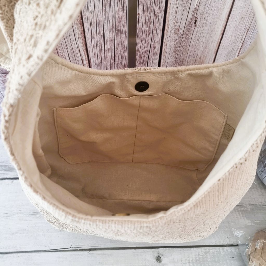 Sadie Jane upcycled hobo bag - vintage cream lace