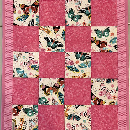Baby girl pram quilt, change mat, kick rug
