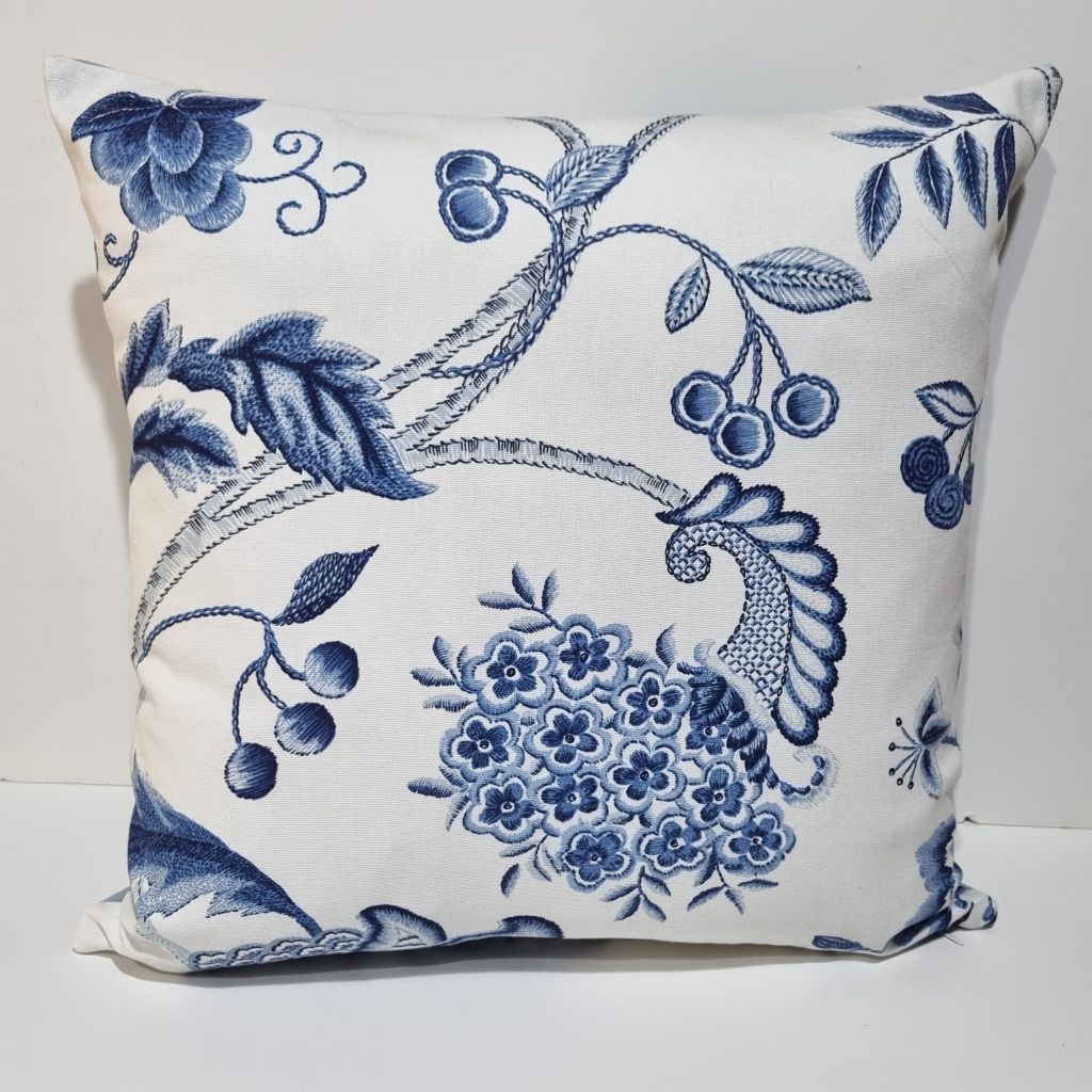Blue and White Floral Cushion Covers-Hamptons Style-45x45cm