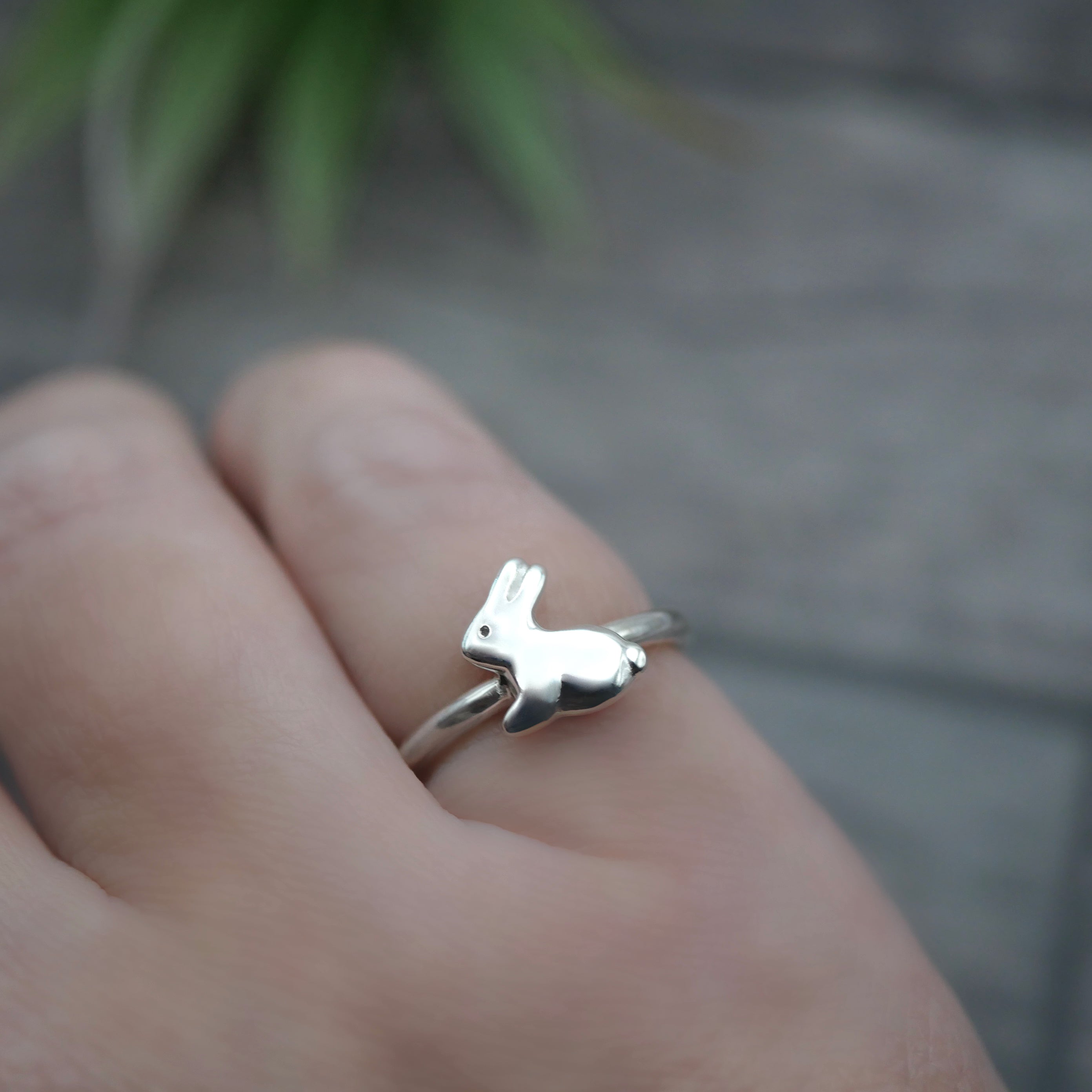 Bunny Ring - Handmade Sterling Silver Rabbit Ring by Purplefish Designs