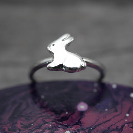 Bunny Ring - Handmade Sterling Silver Rabbit Ring by Purplefish Designs