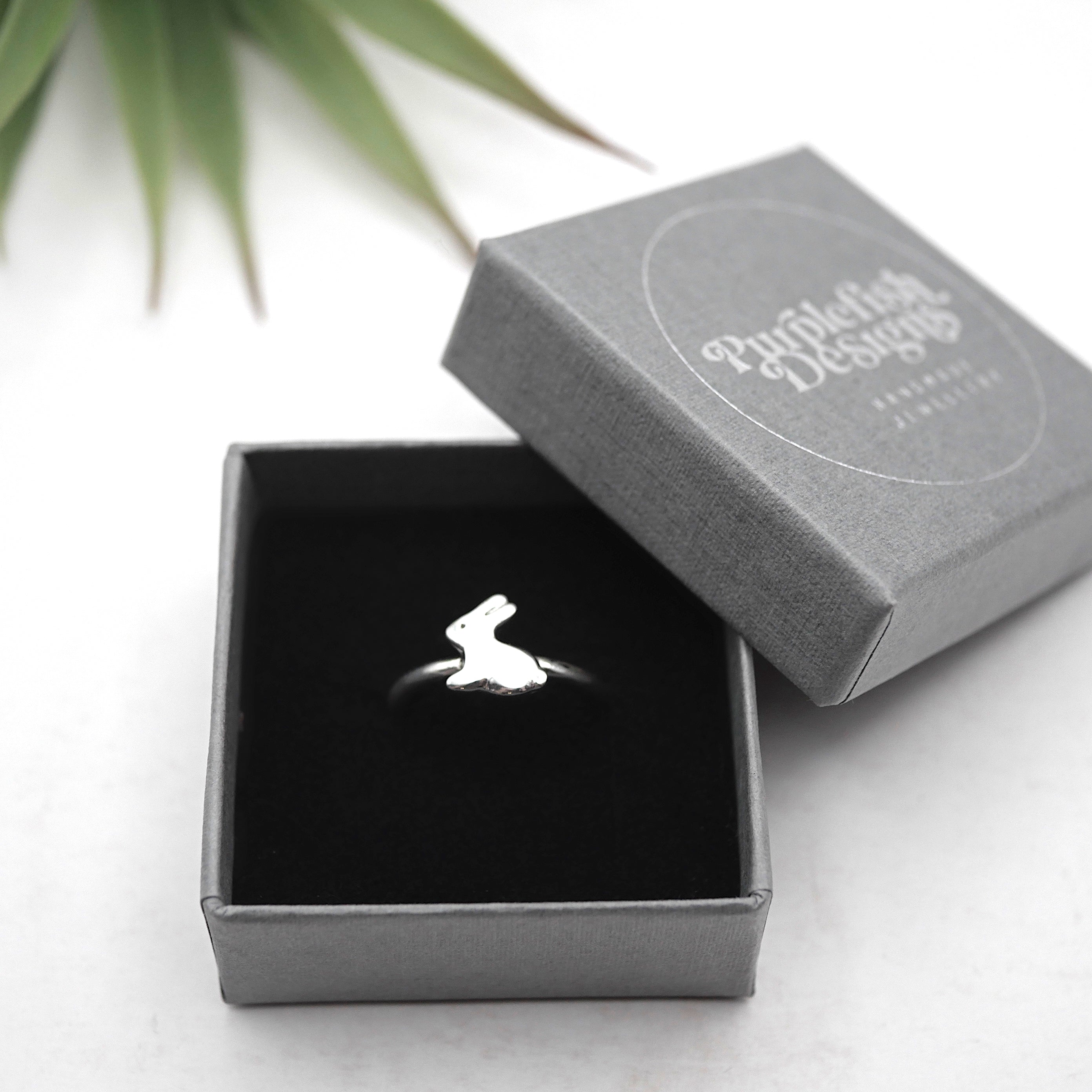 Bunny Ring - Handmade Sterling Silver Rabbit Ring by Purplefish Designs