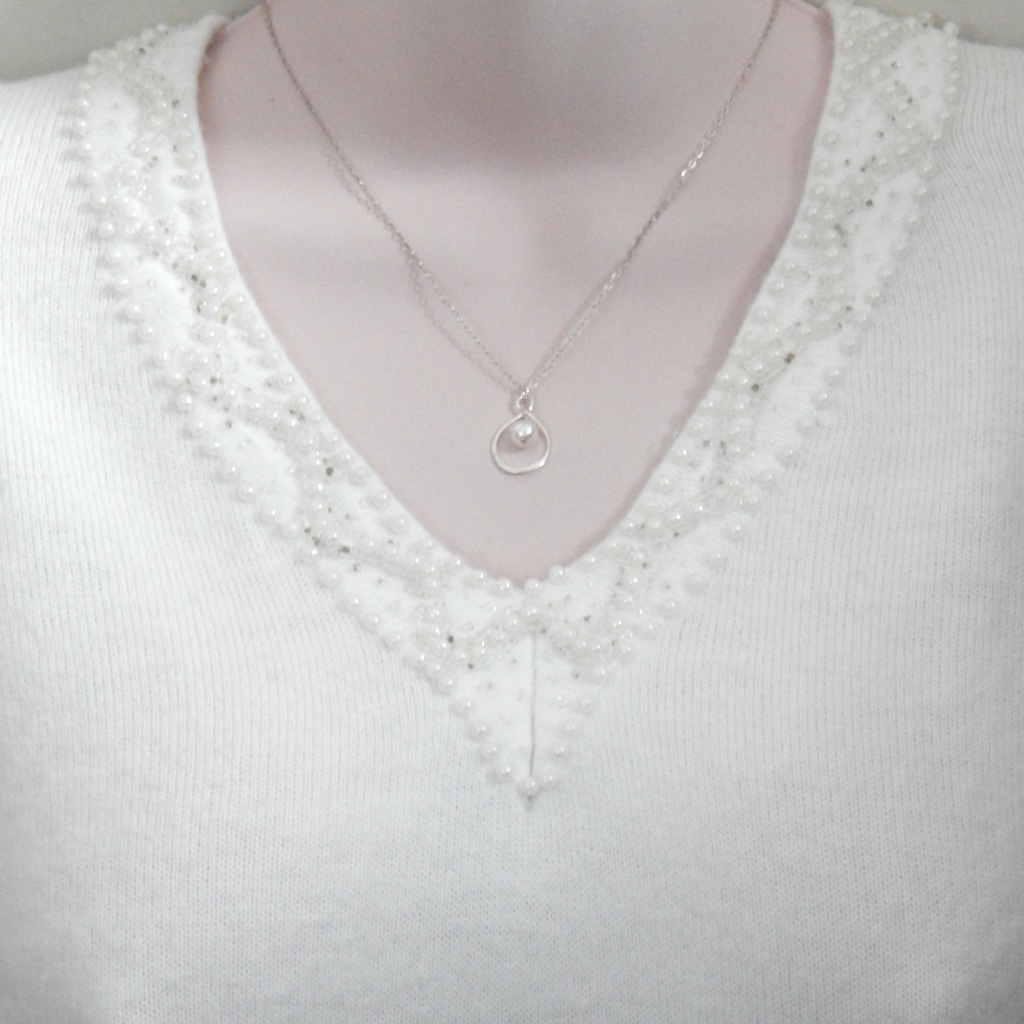 Sterling Silver Infinity Daughter in Law Pearl Necklace