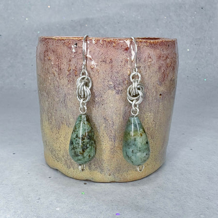 Love Knots | handcrafted silver chain earrings with natural gemstones