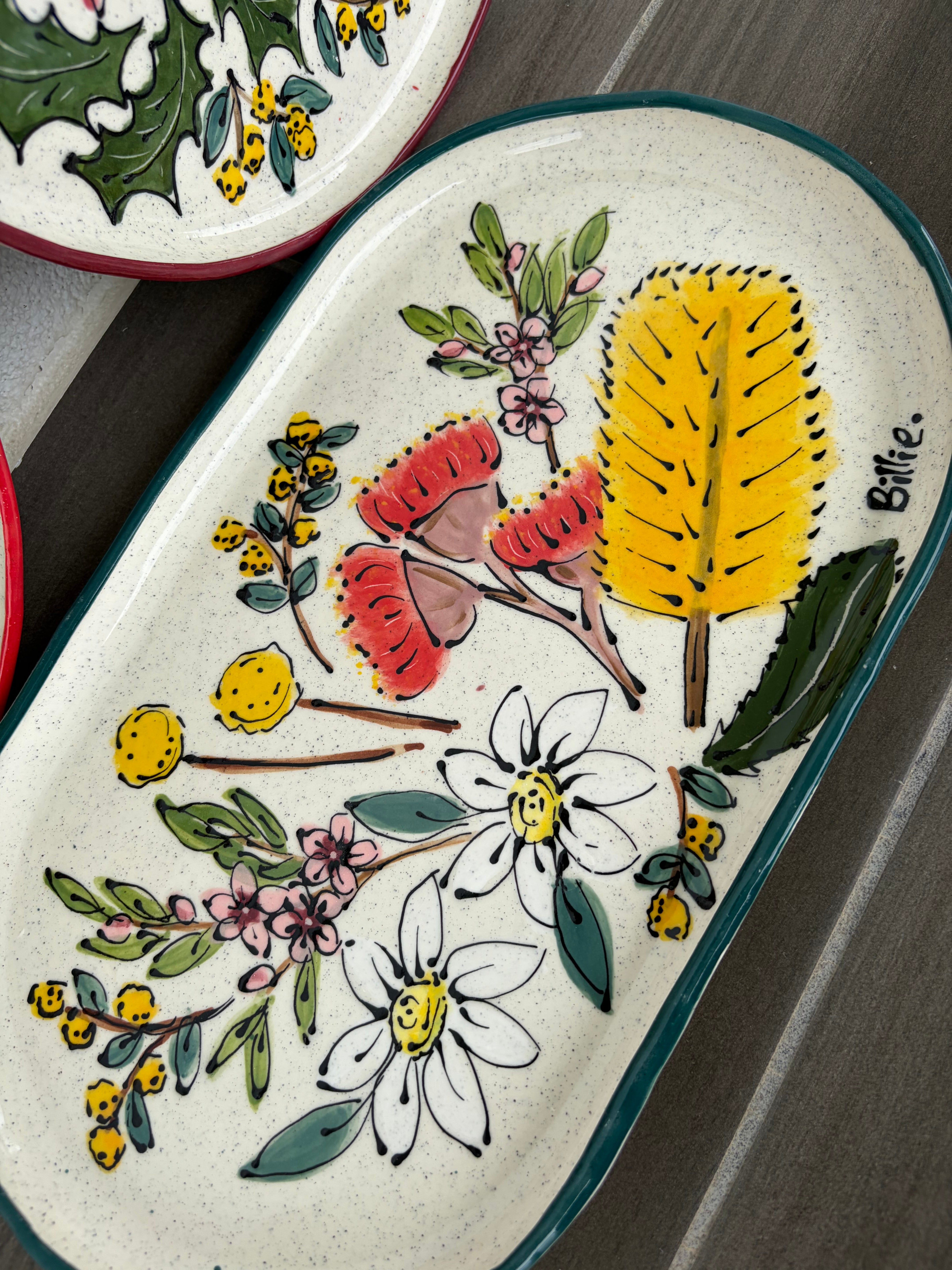 Australian Wildflower Handpainted Platters
