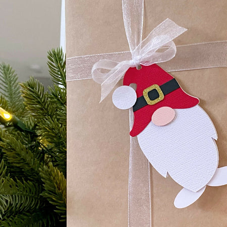 Christmas Gnome gift tags, Xmas gift wrapping. Garden gnome tag.