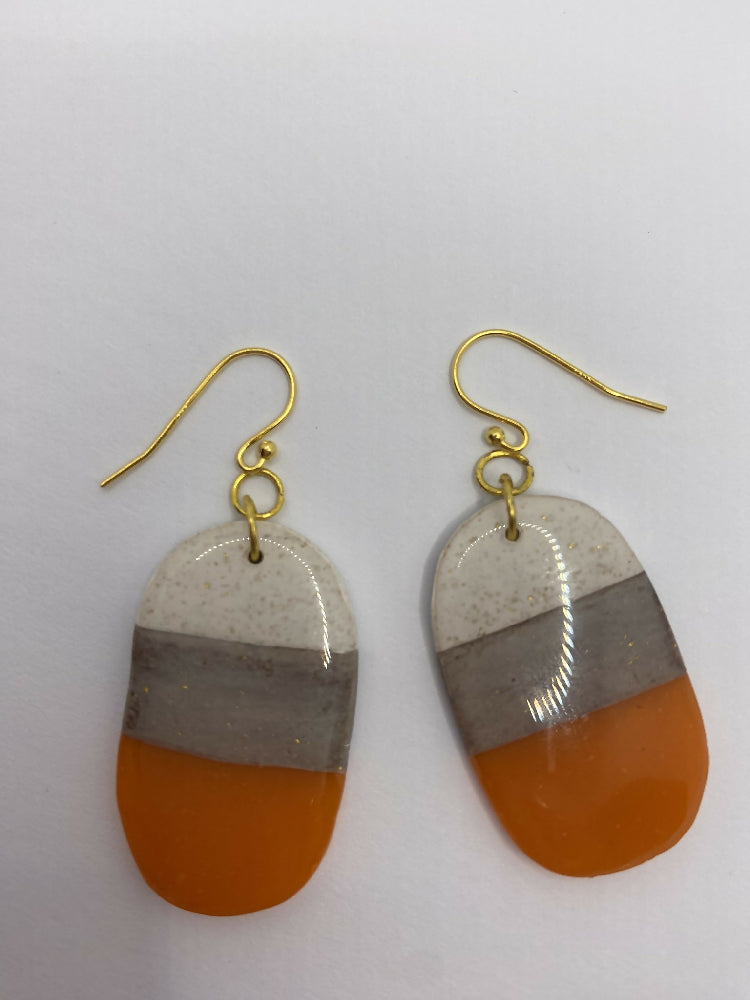 earrings orange grey and white